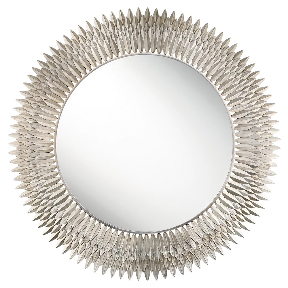 Liora Traditional Antique Silver Sunburst Round Wall Mirror|