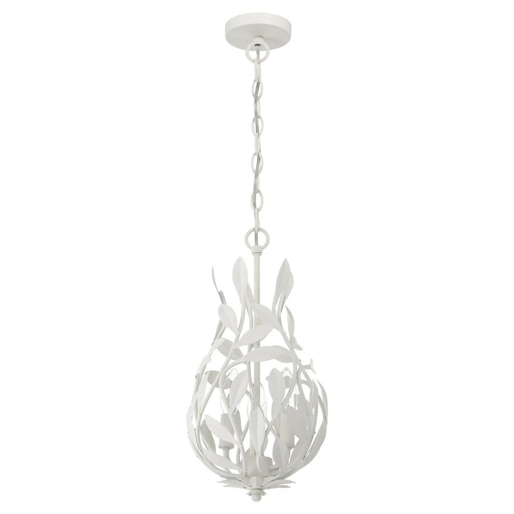 Liora Updated Traditional Matte White Leaf 3 Light Chandelier Mini