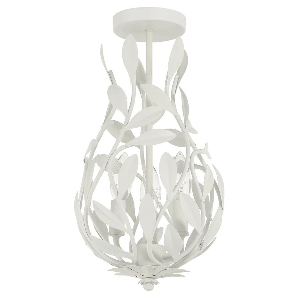 Liora Updated Traditional Matte White Leaf Light Semi Flush Mount|