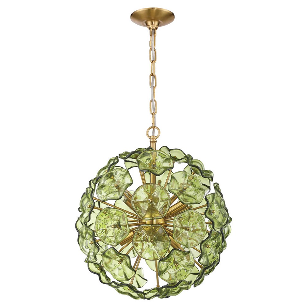 Esmara Traditional Green Glass 6 Light Globe Chandelier|
