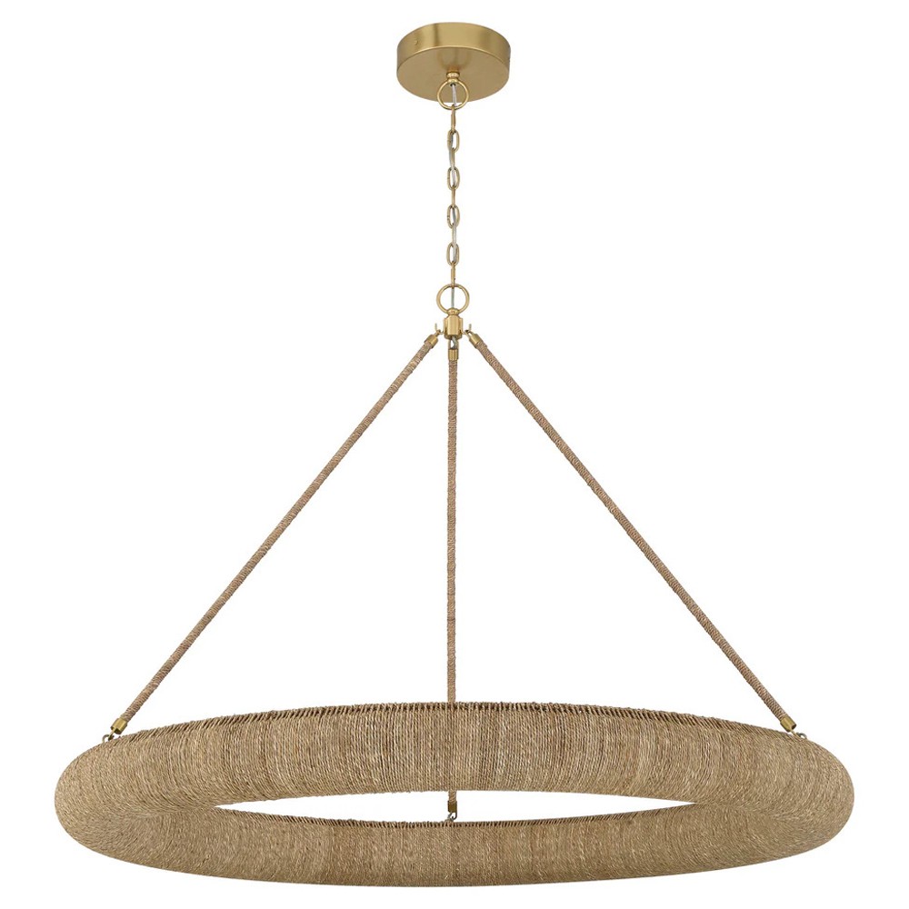 Harlowe Coastal Natural Woven Lake Grass Ring Chandelier|