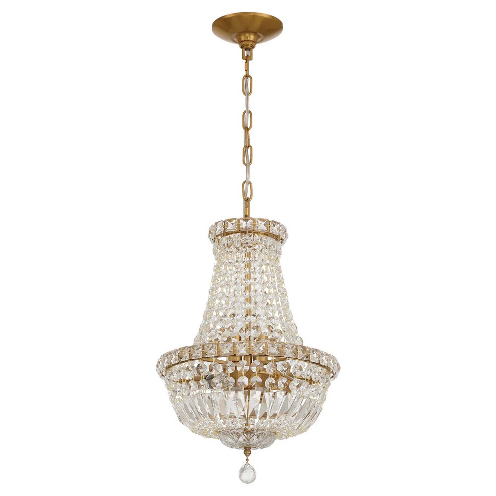 Amira Updated Traditional Aged Brass Crystal 5 Light Chandelier|