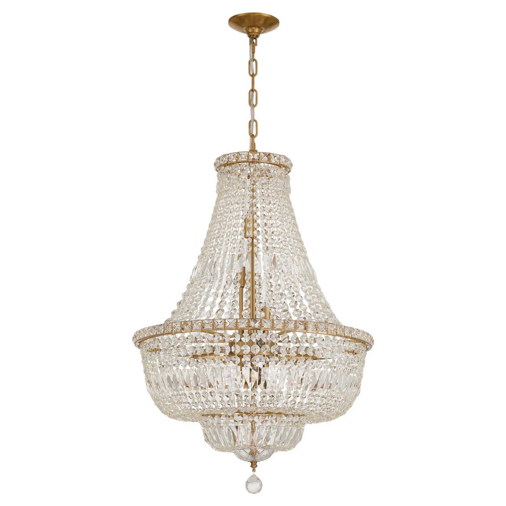 Amira Updated Traditional Aged Brass Crystal 9 Light Chandelier|