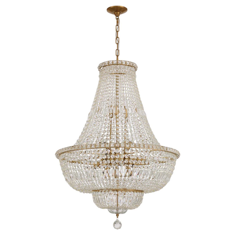 Amira Updated Traditional Aged Brass Crystal 15 Light Chandelier|