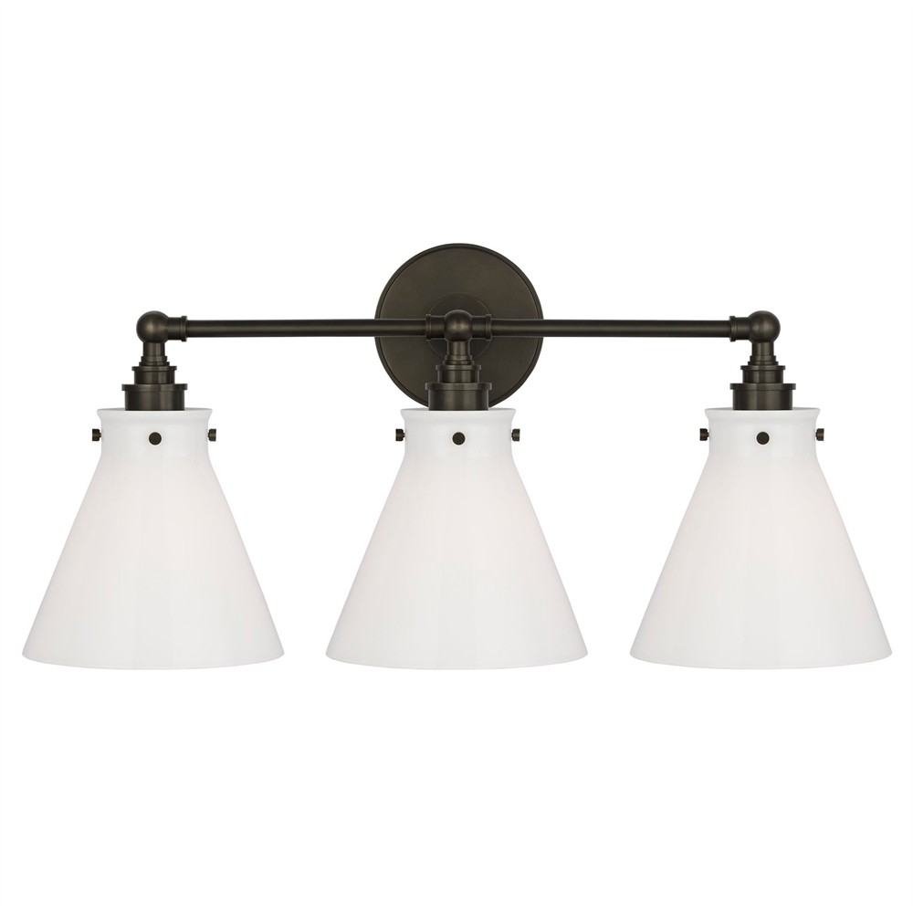 Visual Comfort Parkington White Glass Bronze 3 Light Bath Bar|