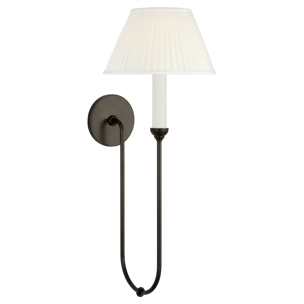 Visual Comfort Ingela White Silk Pleated Modern Iron Single Armed Sconce|