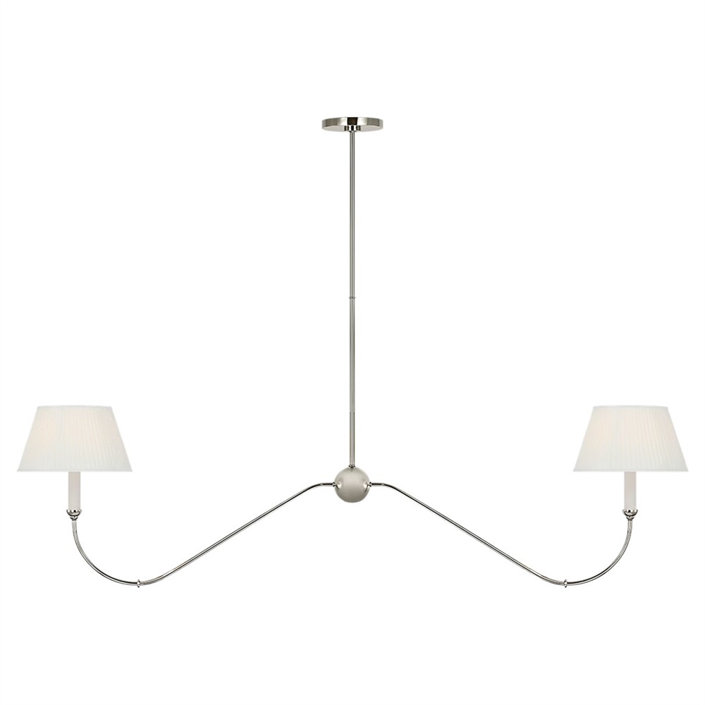 Visual Comfort Ingela White Silk Pleated Nickel Shaded Linear Chandelier|
