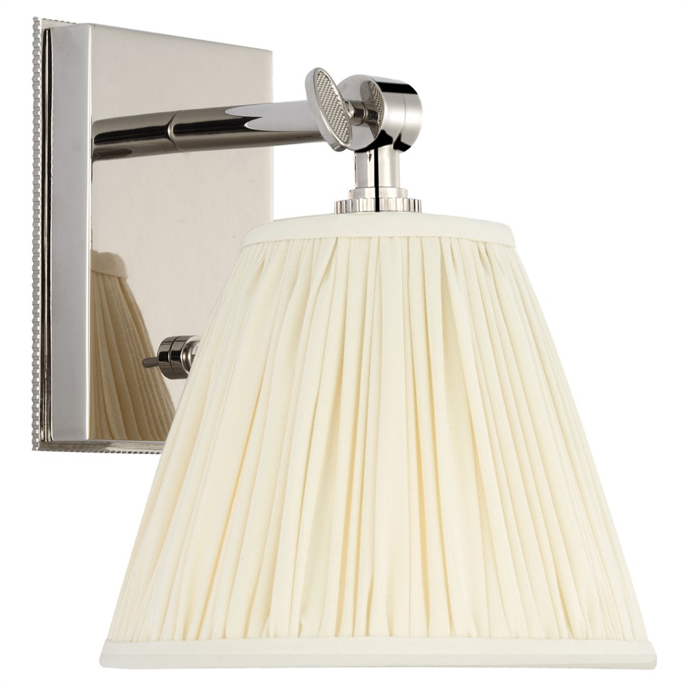 Visual Comfort Wimberley White Silk Pleated Polished Nickel Bedside Wall Light|
