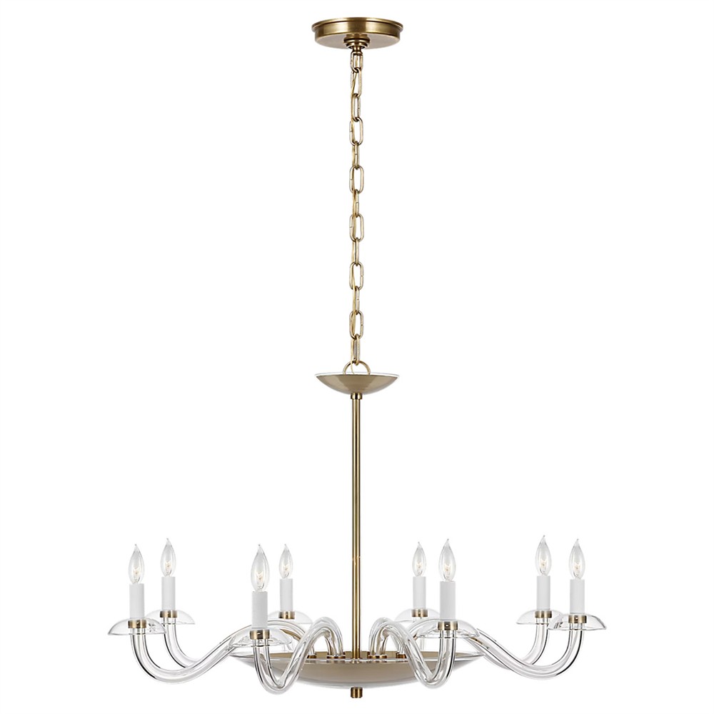 Visual Comfort Brigitte Glass Antique Brass Candle Chandelier - 34"|