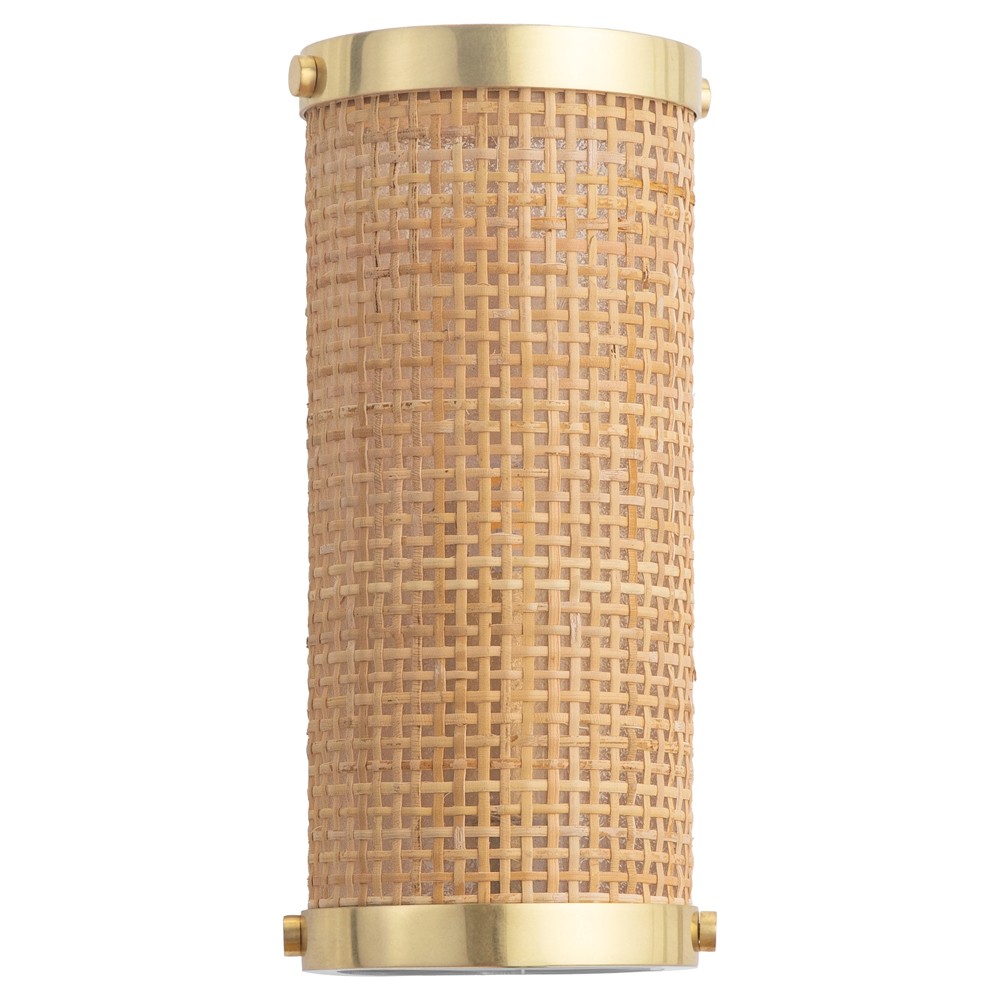 Sorella Coastal Beach Gold Accent Natural Rattan Sconce|