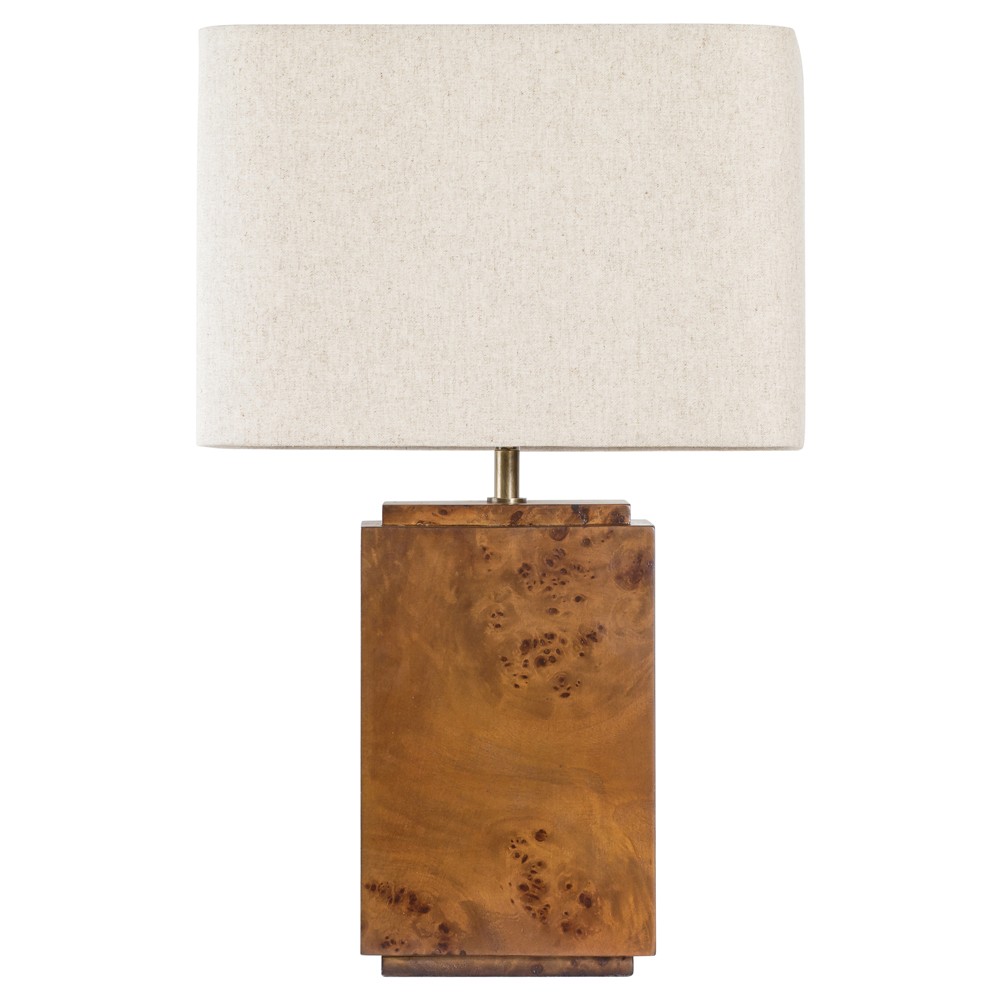 Bennett Modern Classic Dark Brown Burl Wood Table Lamp|