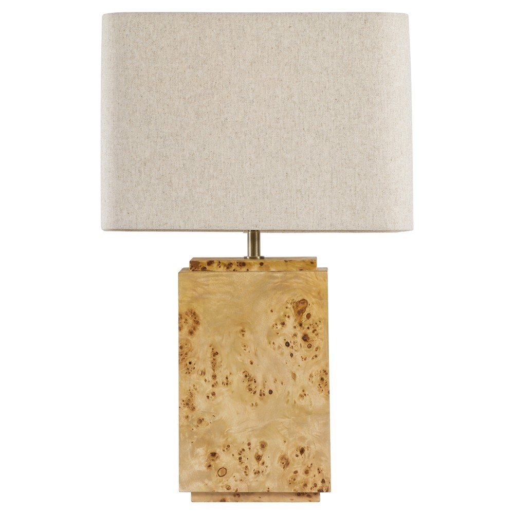 Bennett Modern Classic Light Brown Burl Wood Table Lamp|