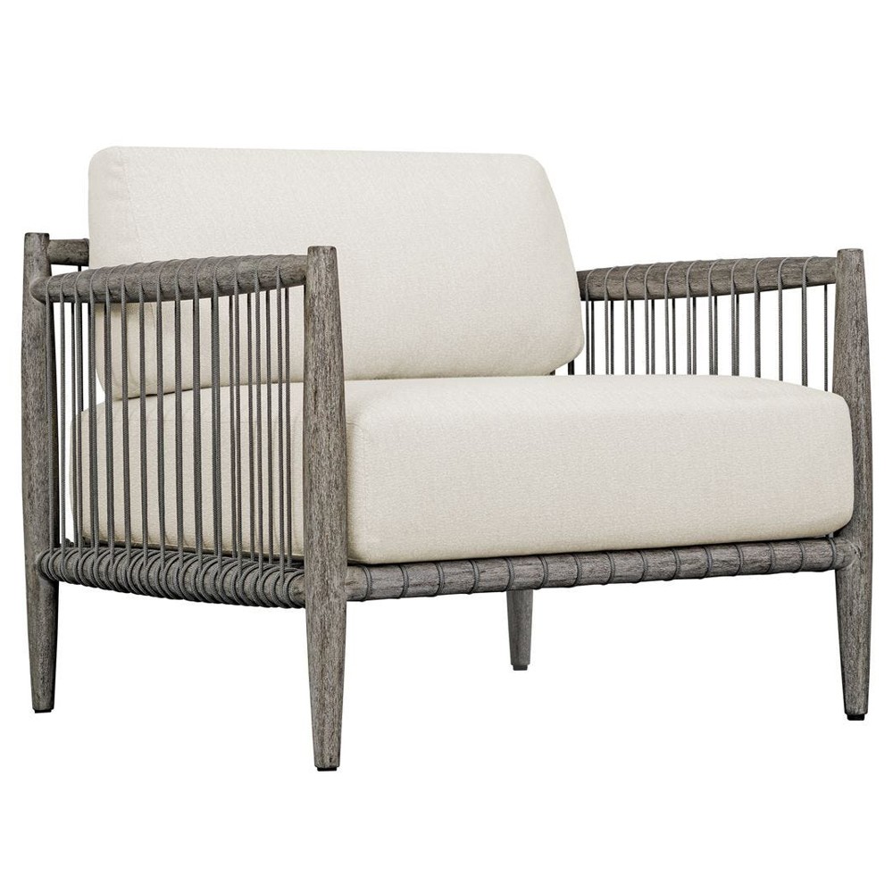 Dara Coastal Beach Grey Mahogany Wood Outdoor Lounge Chair|