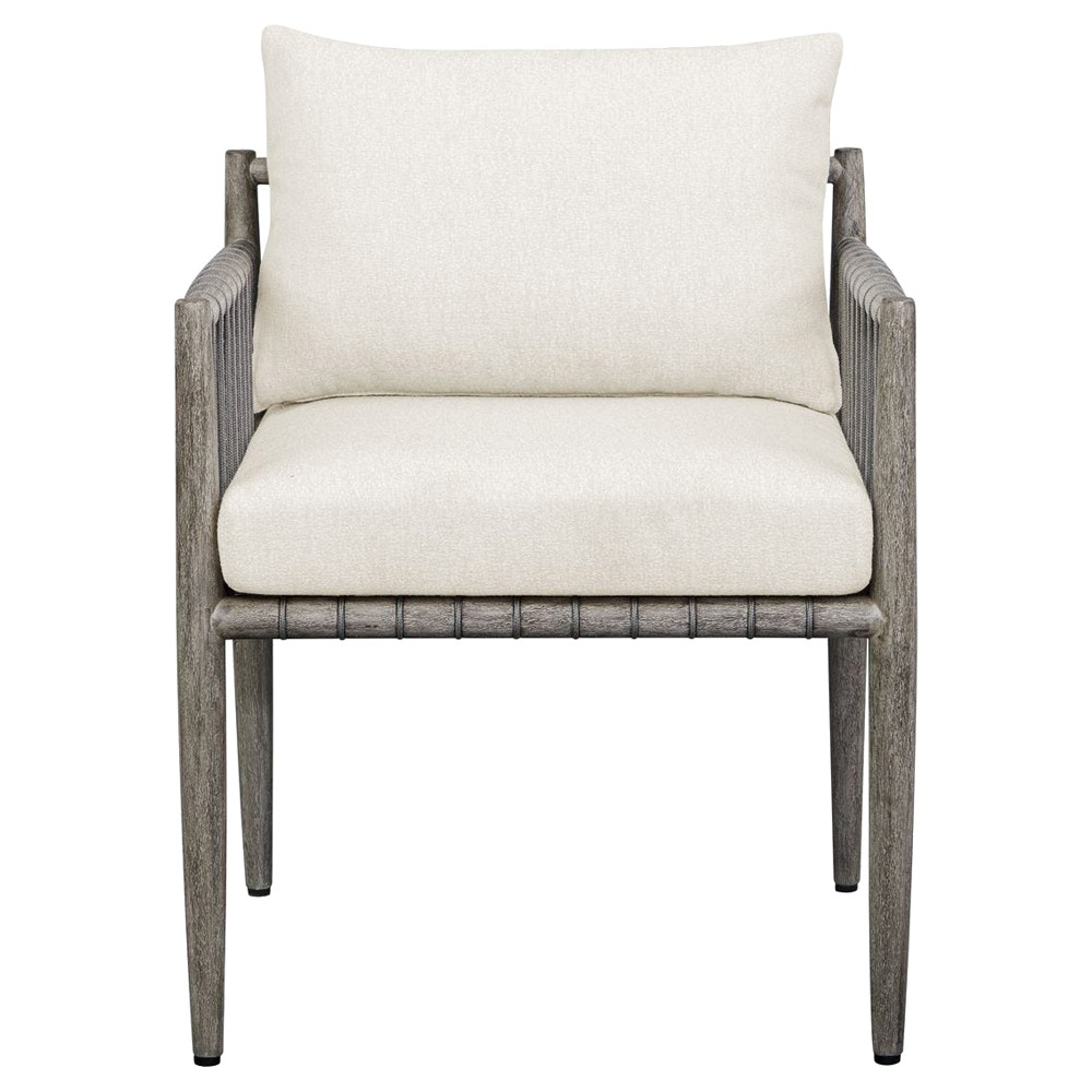 Dara Coastal Beach Grey Mahogany Wood Rope Rectangular Outdoor Ottoman|