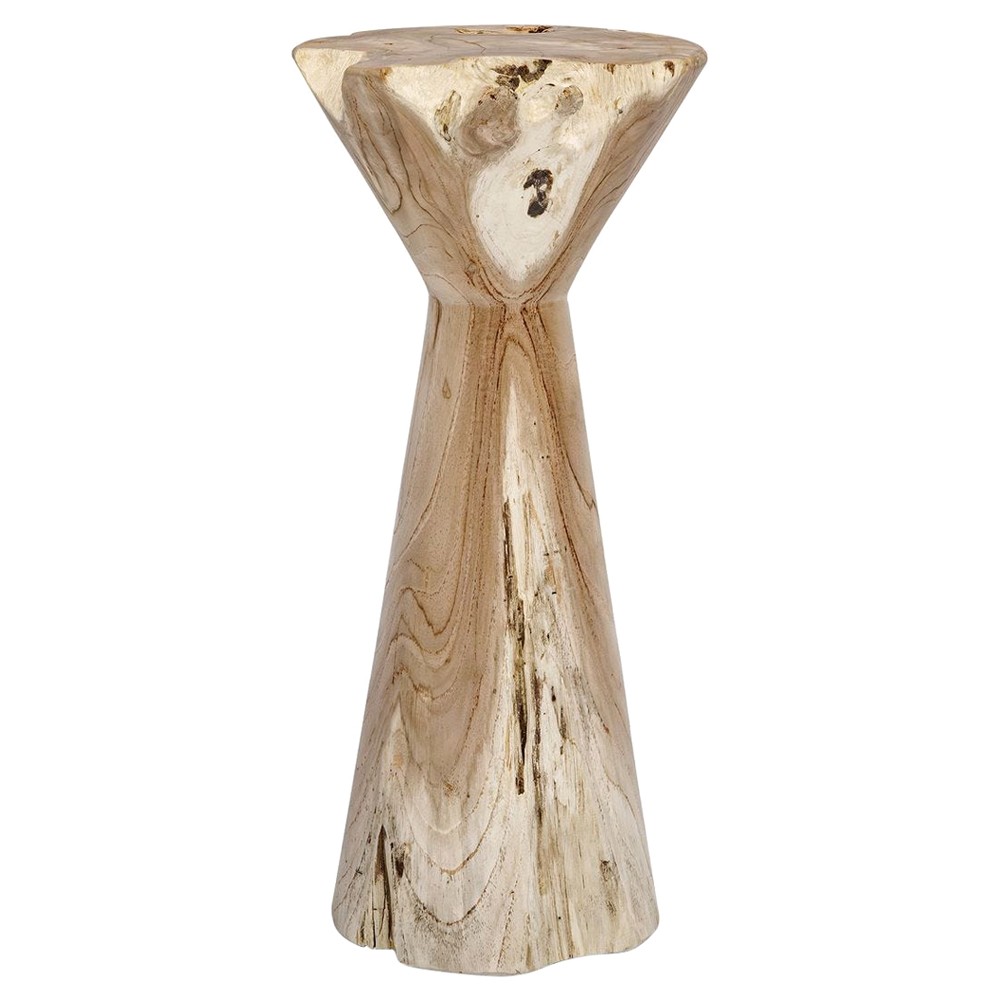 Kairo Coastal Beach Natural Bleached Teak Round Outdoor Drink Table|