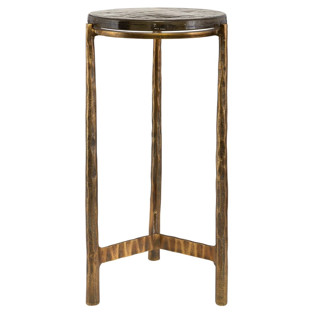 Everly Modern Classic Antique Brass Aluminum Outdoor Drink Table|
