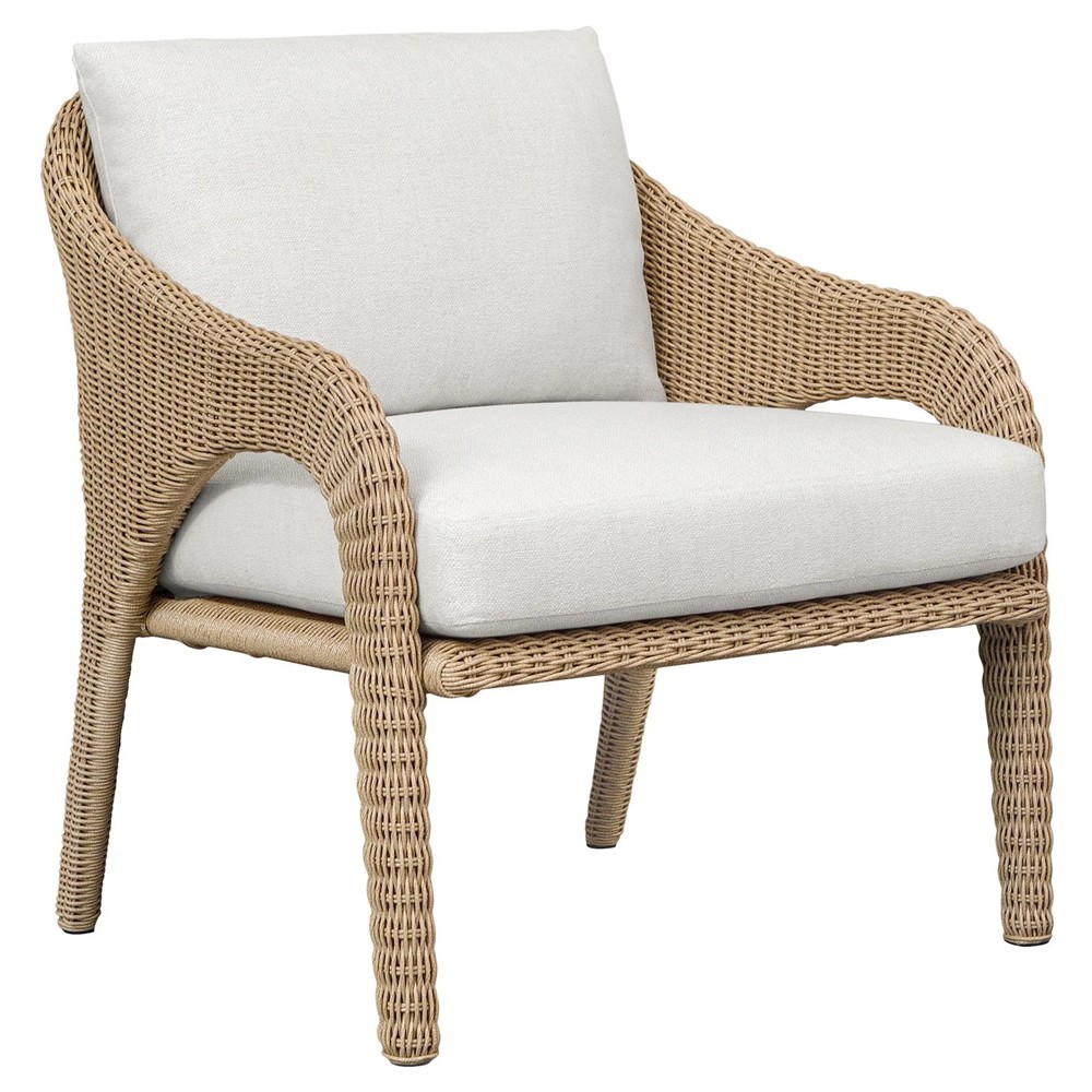 Kaela Coastal Beach Brown Woven Wicker Outdoor Lounge Chair|