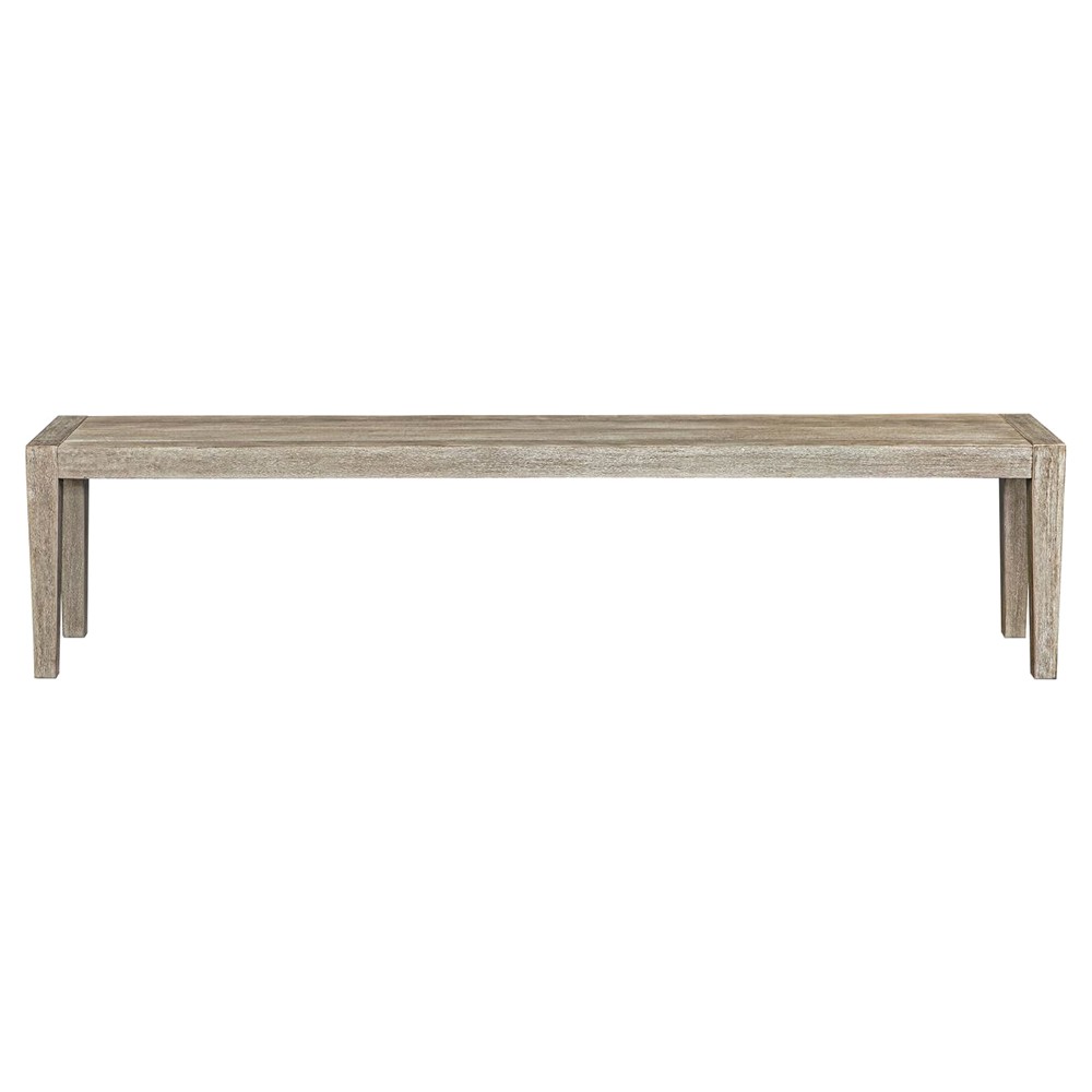 Woodside Coastal Beach Cerused Grey Mahogany Wood Outdoor Bench|