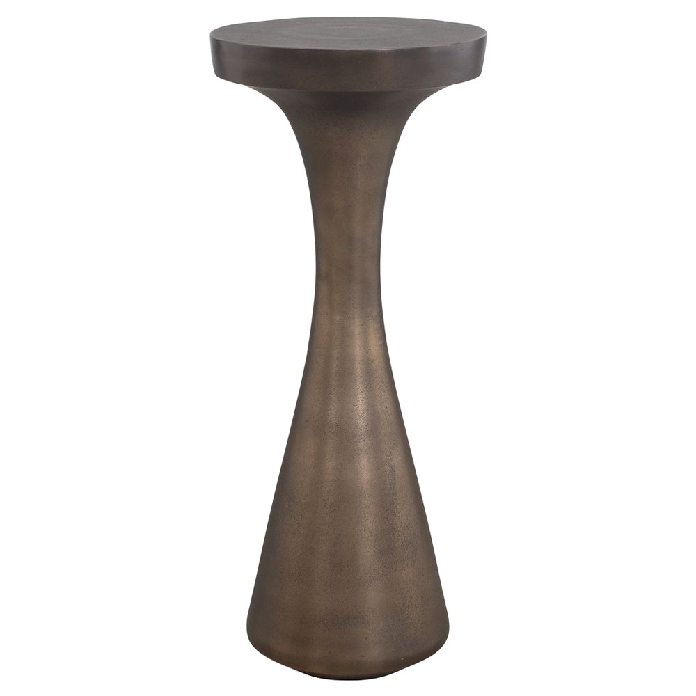 Nikko Modern Classic Dark Bronze Aluminum Round Outdoor Drink Table|