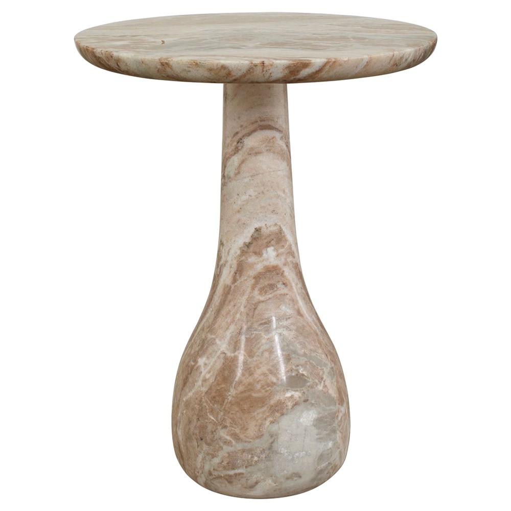 Lena Modern Classic Brown Marble Round Outdoor Accent Table|