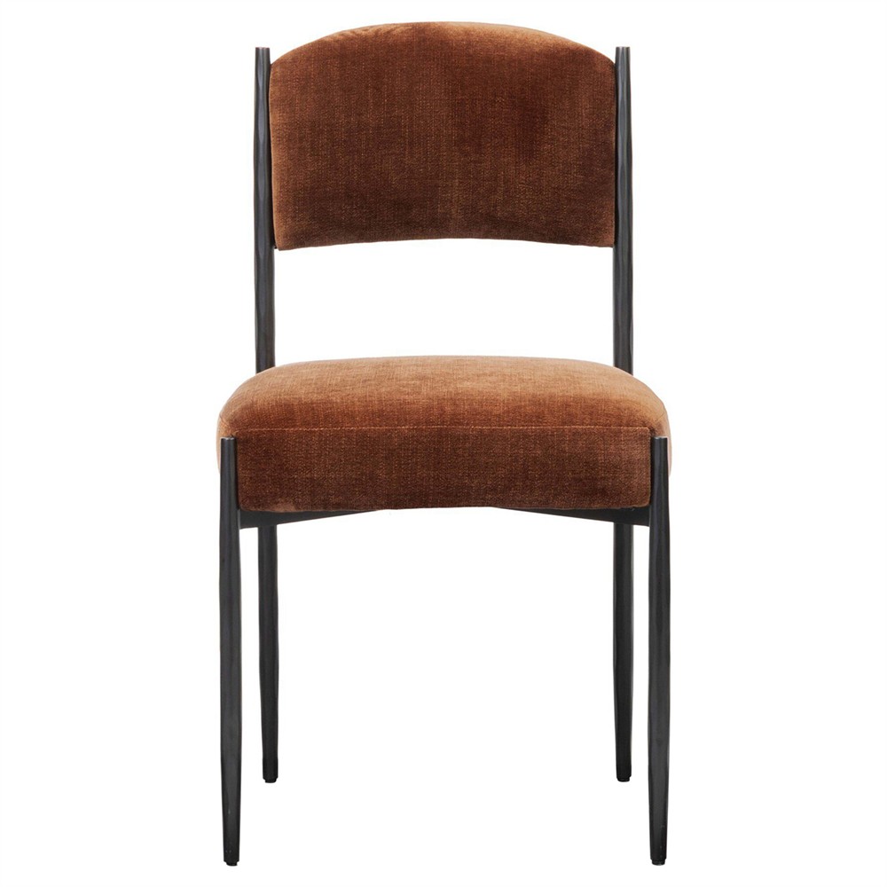 Bellaire Modern Classic Rust Velvet Black Iron Dining Chair|