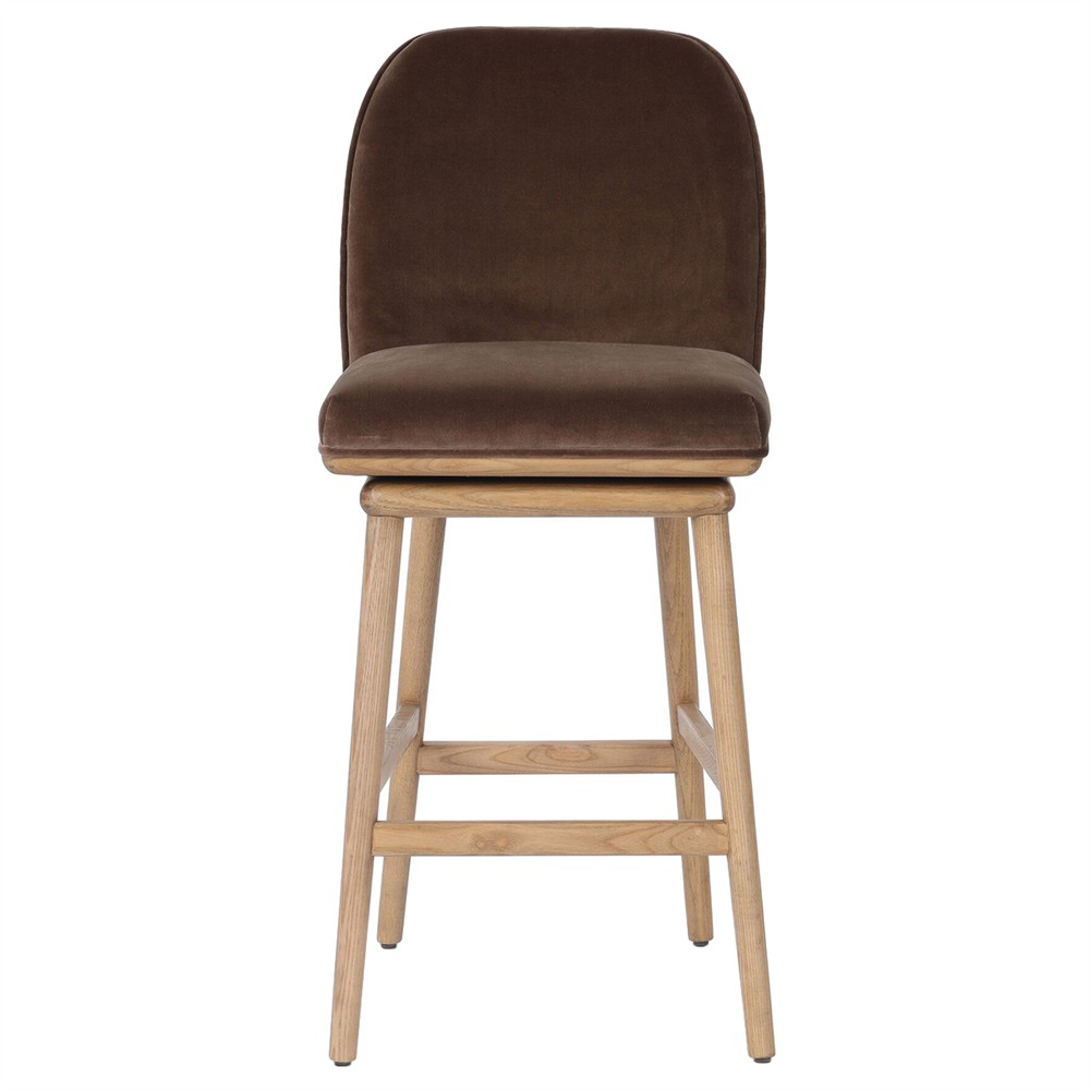 Camden Modern Classic Dark Brown Velvet Performance Swivel Counter Stool |