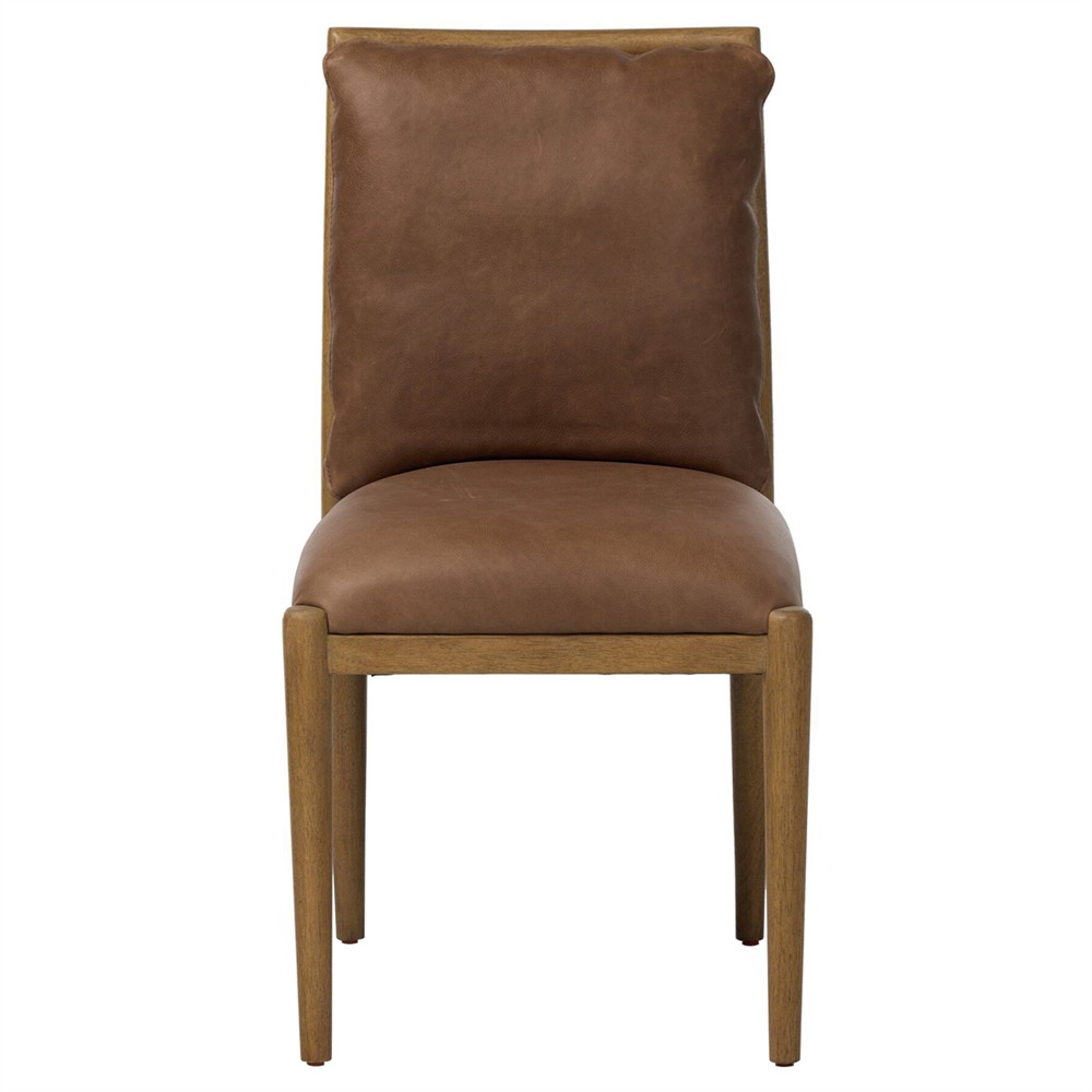 Gallagher Modern Classic Brown Leather Dining Chair|