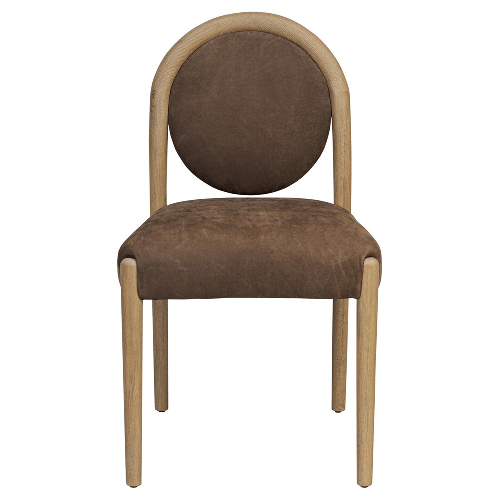 Prentiss Modern Classic Brown Leather Dining Chair|