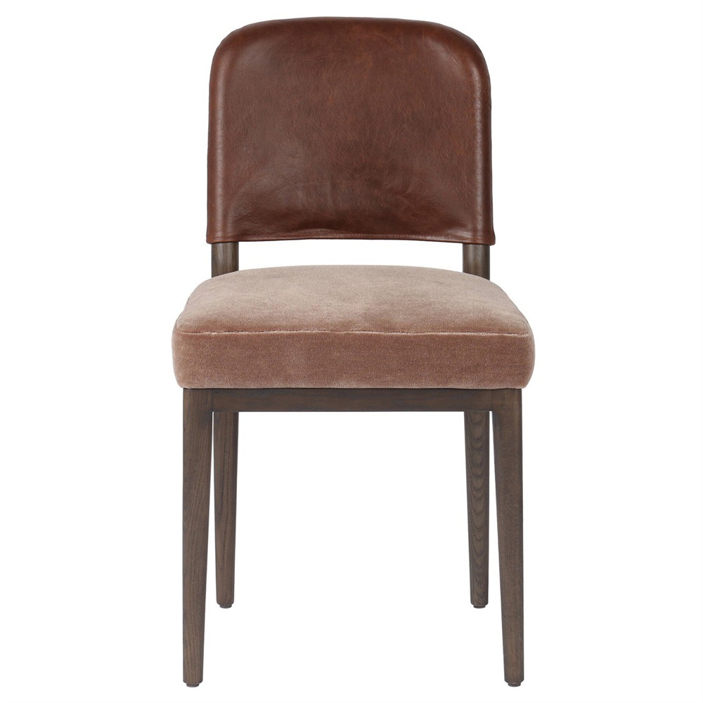Ryver Modern Classic Brown Velvet Leather Dining Chair|