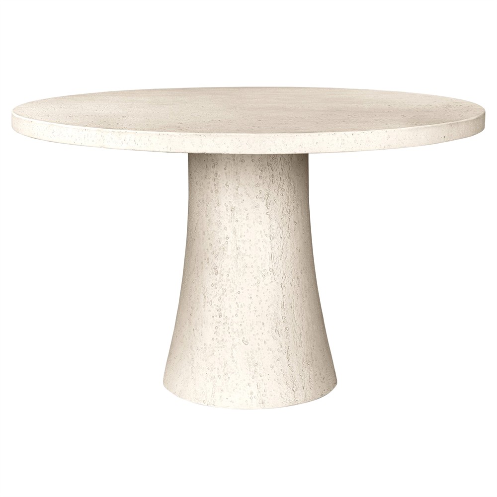 Varda Modern Classic Cream Concrete Round Outdoor Dining Table - 48"|