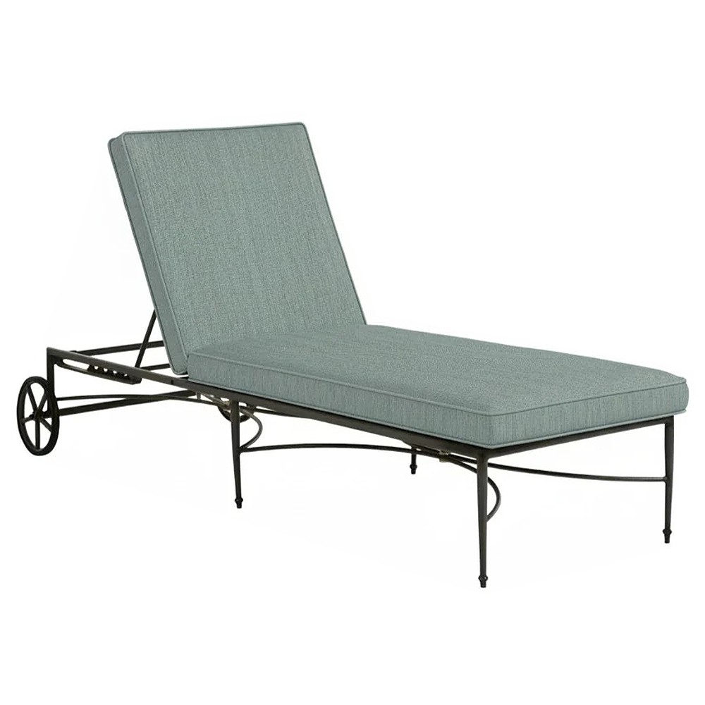 Roma Cast Mist Sunbrella Slate Grey Aluminum Outdoor Chaise Lounge|