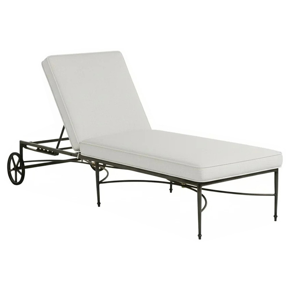 Roma Bali Pearl Upholstered Slate Grey Aluminum Outdoor Chaise Lounge|