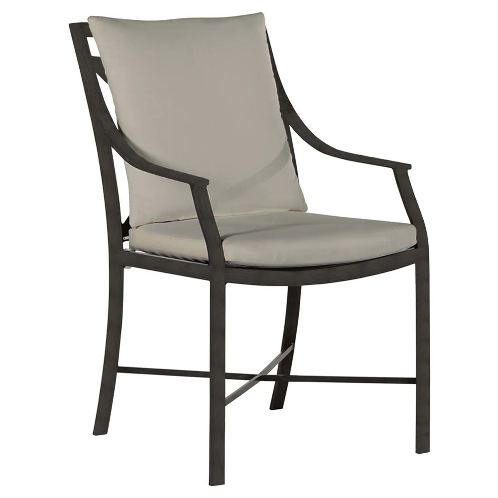 Monaco French Country Grey Sunbrella Outdoor Dining Arm Chair|