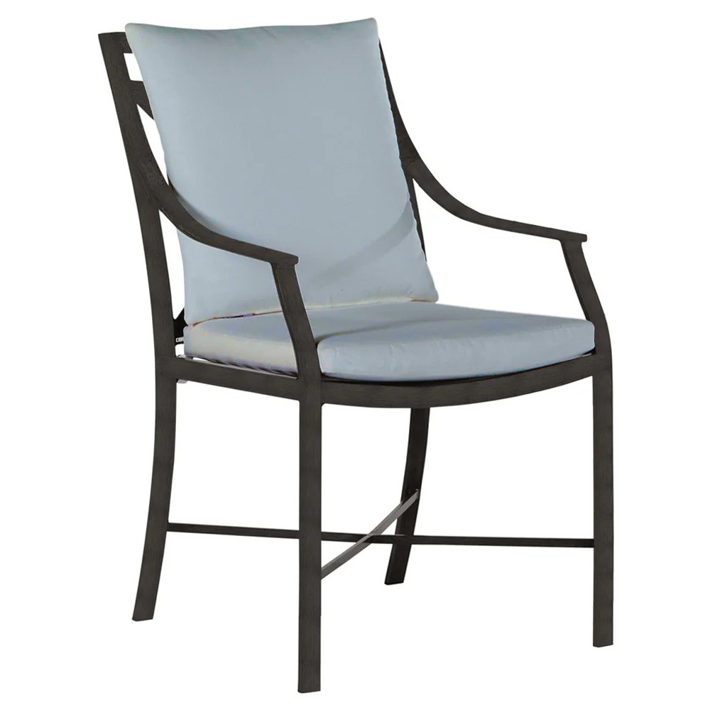 Monaco French Country Blue Sunbrella Outdoor Dining Arm Chair|