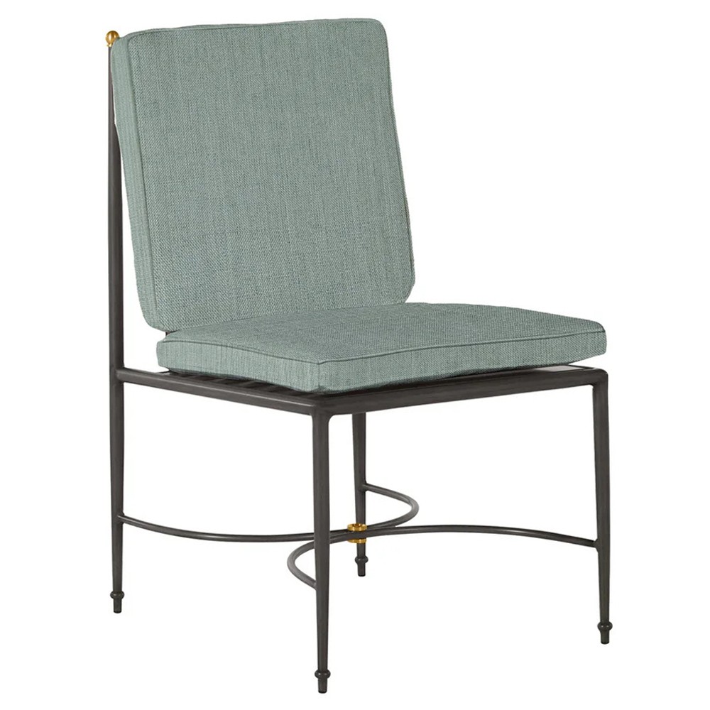 Roma Cast Mist Sunbrella Slate Grey Aluminum Outdoor Dining Chair|
