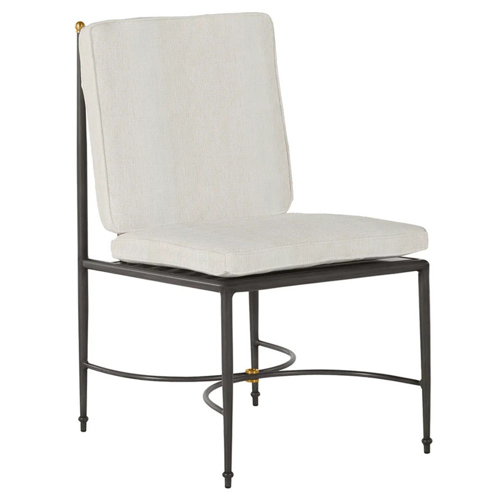 Roma Bali Pearl Upholstered Slate Grey Aluminum Outdoor Dining Chair|