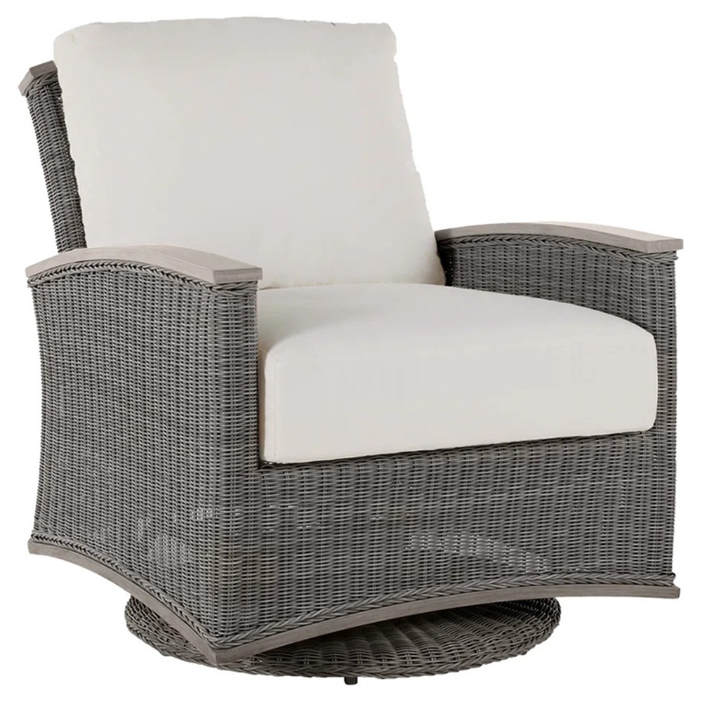 Astoria Cream Upholstered Oyster Aluminum Wicker Outdoor Lounge Chair|
