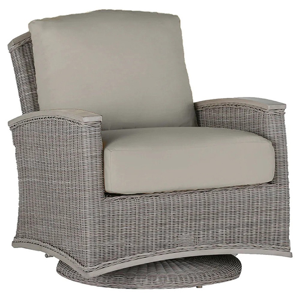 Astoria Grey Sunbrella Oyster Aluminum Wicker Outdoor Lounge Chair|