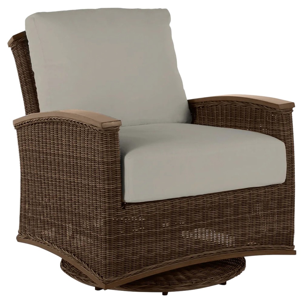Astoria Grey Sunbrella Brown Aluminum Wicker Outdoor Lounge Chair|
