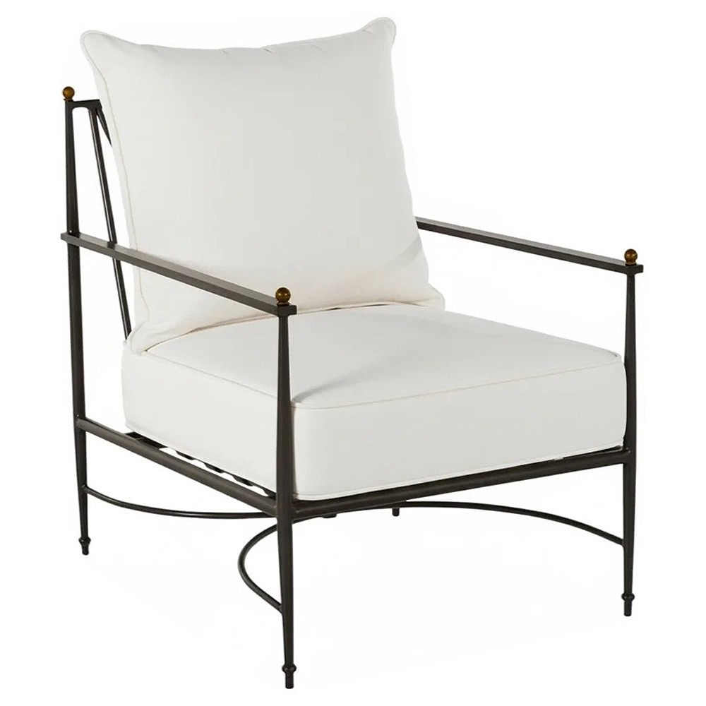 Roma Bali Pearl Upholstered Slate Grey Aluminum Outdoor Lounge Chair|