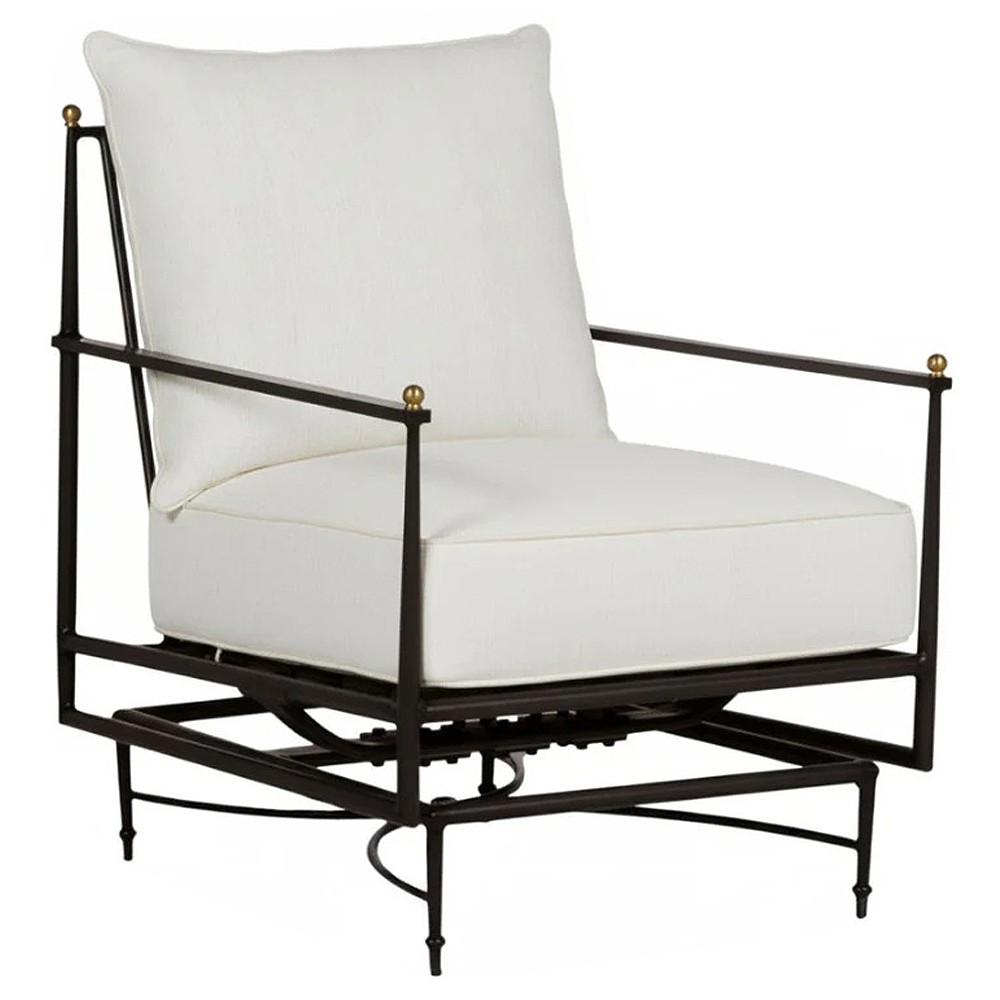 Roma Bali Pearl Upholstered Slate Grey Aluminum Outdoor Spring Lounge Chair|