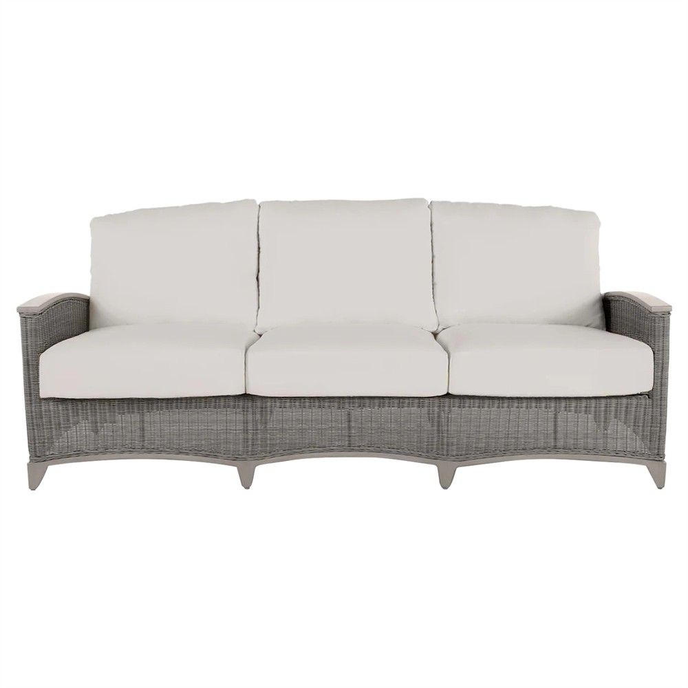 Astoria Cream Upholstered Oyster Aluminum Wicker Outdoor Sofa - 85"|