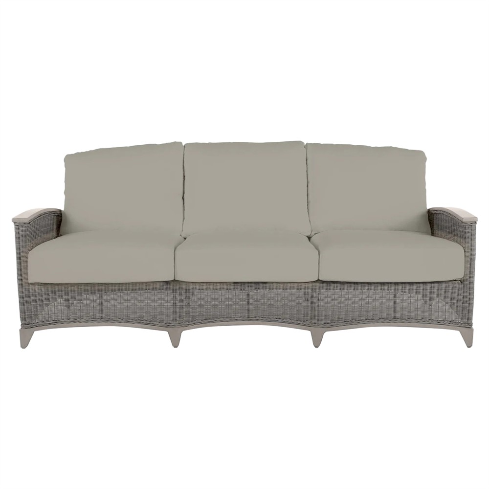 Astoria Grey Sunbrella Oyster Aluminum Wicker Outdoor Sofa - 85"|