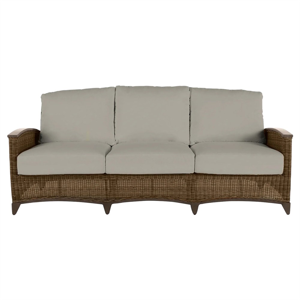 Astoria Grey Sunbrella Brown Aluminum Wicker Outdoor Sofa - 85"|