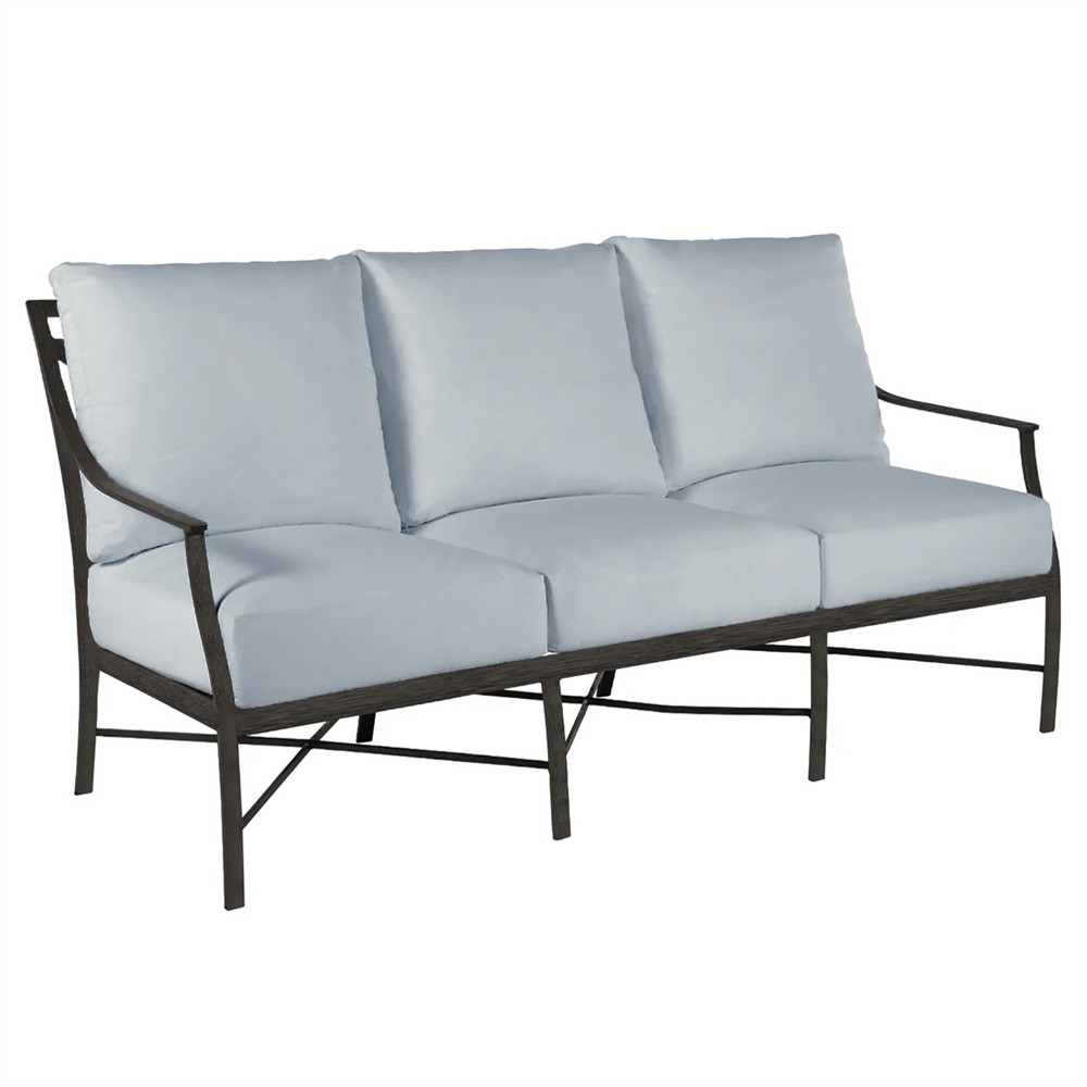 Monaco French Country Blue Sunbrella Outdoor Sofa - 75"|