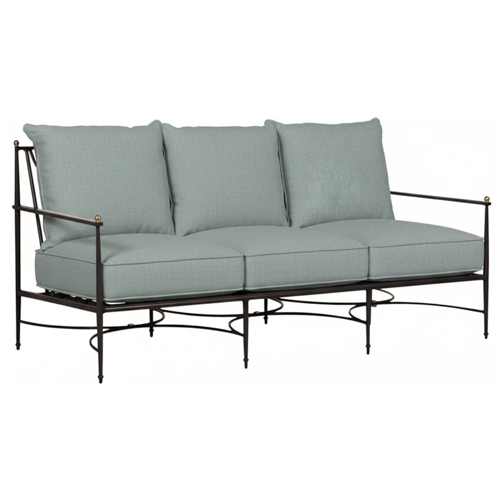 Roma Cast Mist Sunbrella Slate Grey Aluminum Outdoor Sofa - 77"|