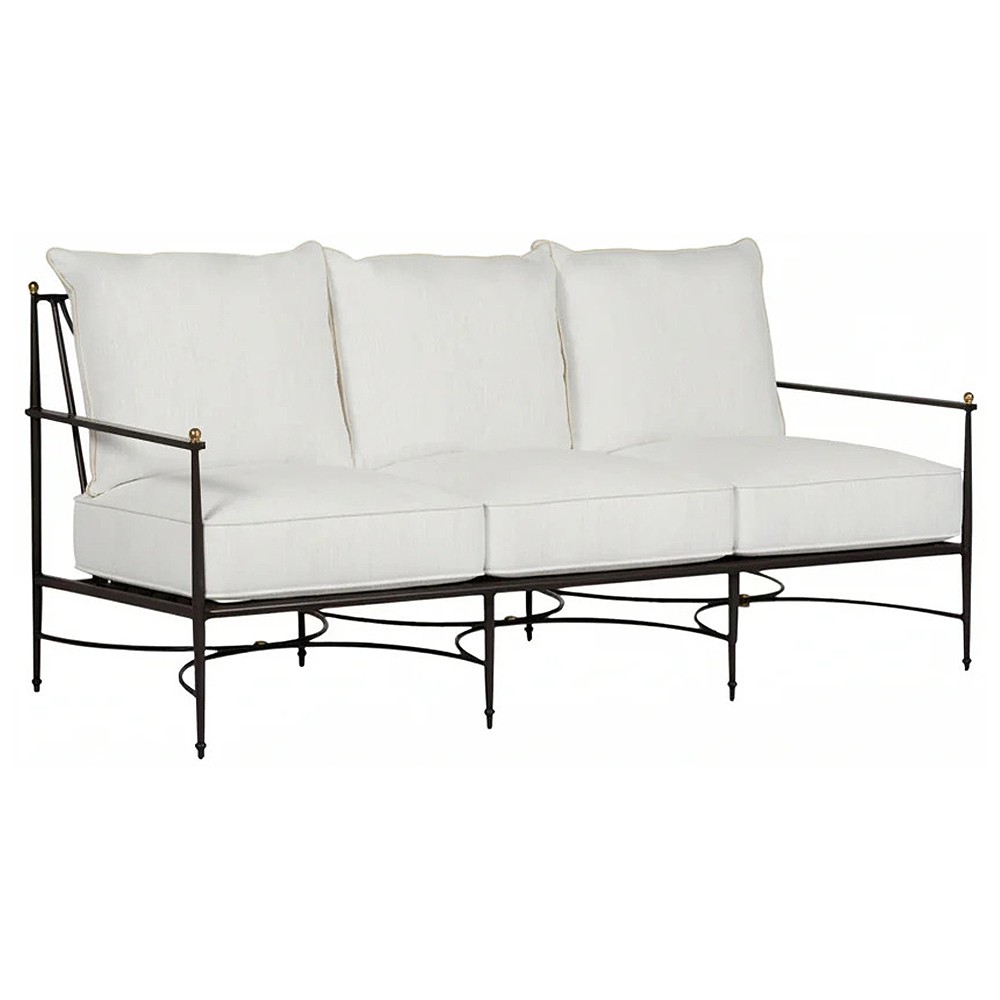 Roma Bali Pearl Upholstered Slate Grey Aluminum Outdoor Sofa - 77"|