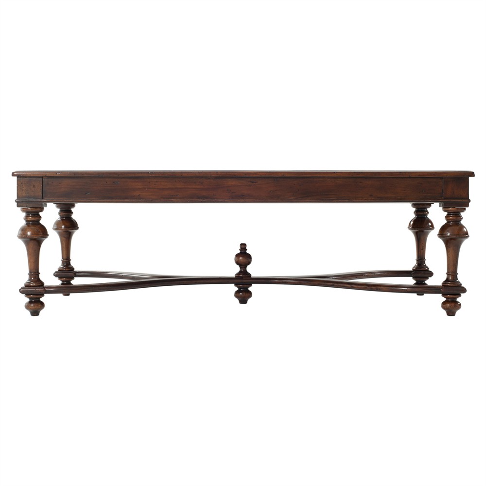 Lyon Updated Traditional Brown Wood Rectangular Storage Coffee Table|