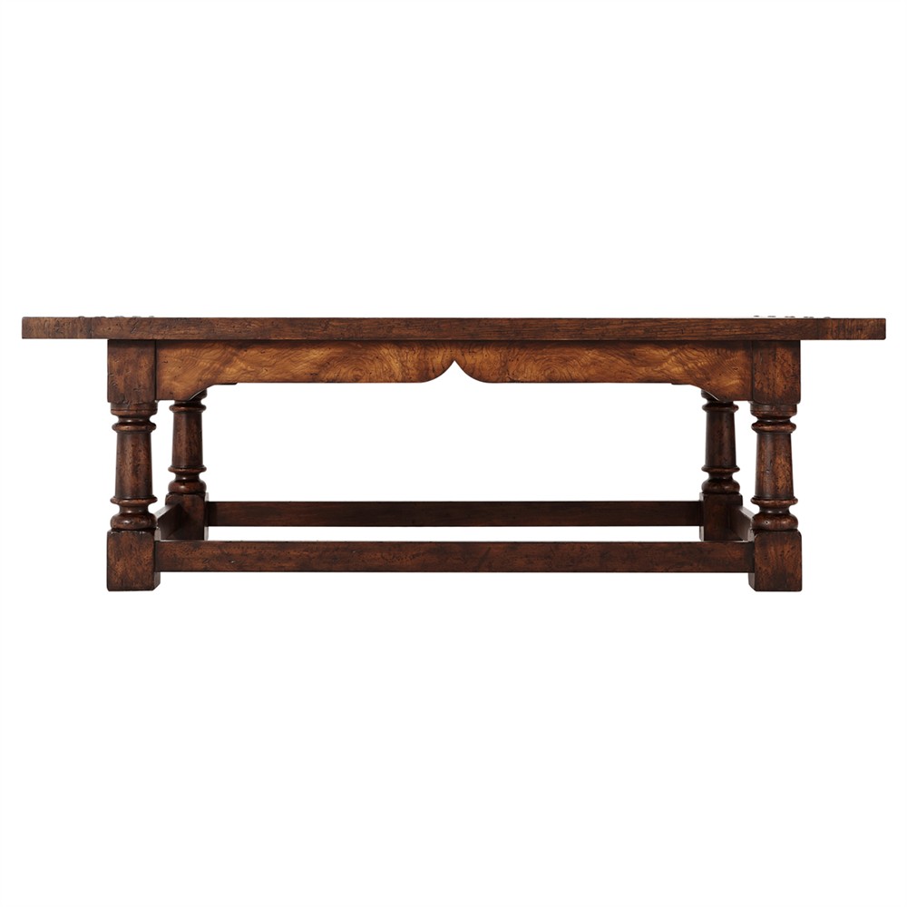 Agustin Updated Traditional Brown Oak Rectangular Coffee Table|