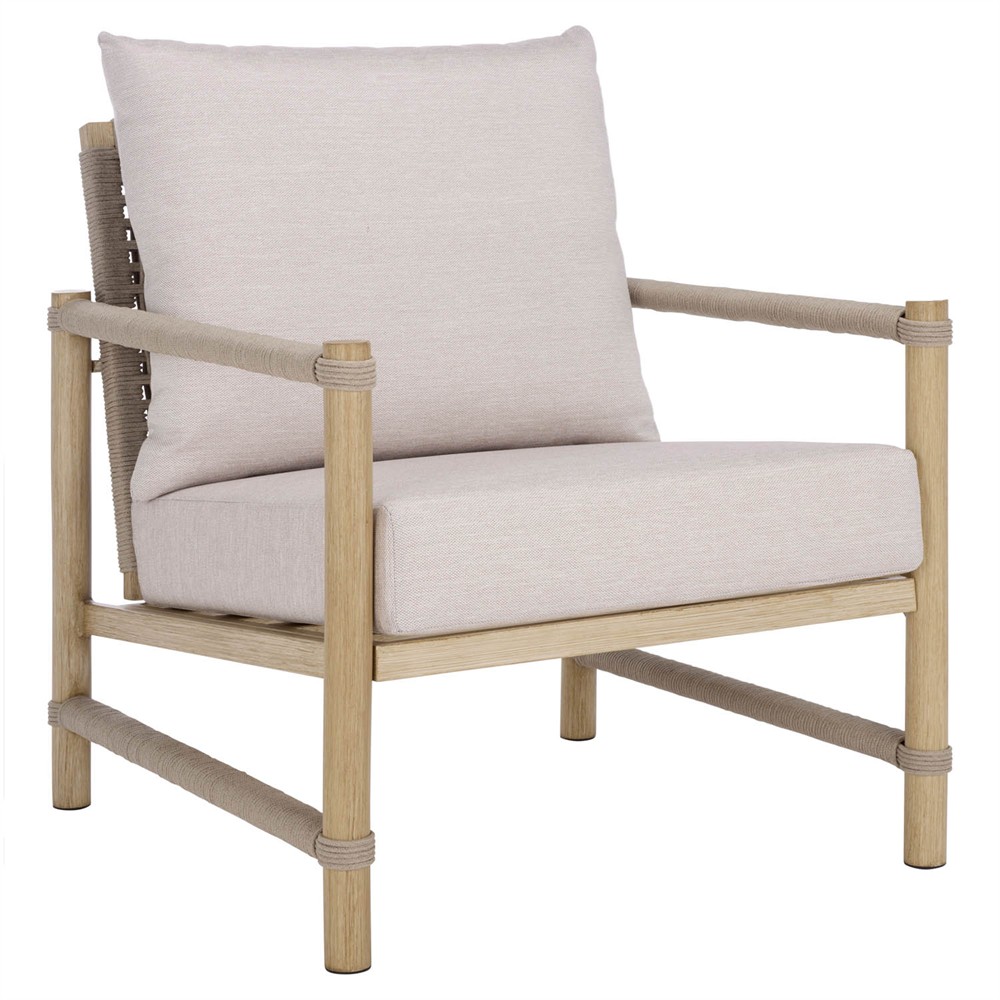 Darla Coastal Beach Grey Woven Outdoor Patio Arm Chair|